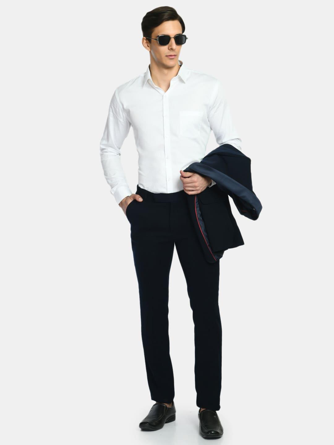 Men's White Regular Fit Solid Formal Shirt