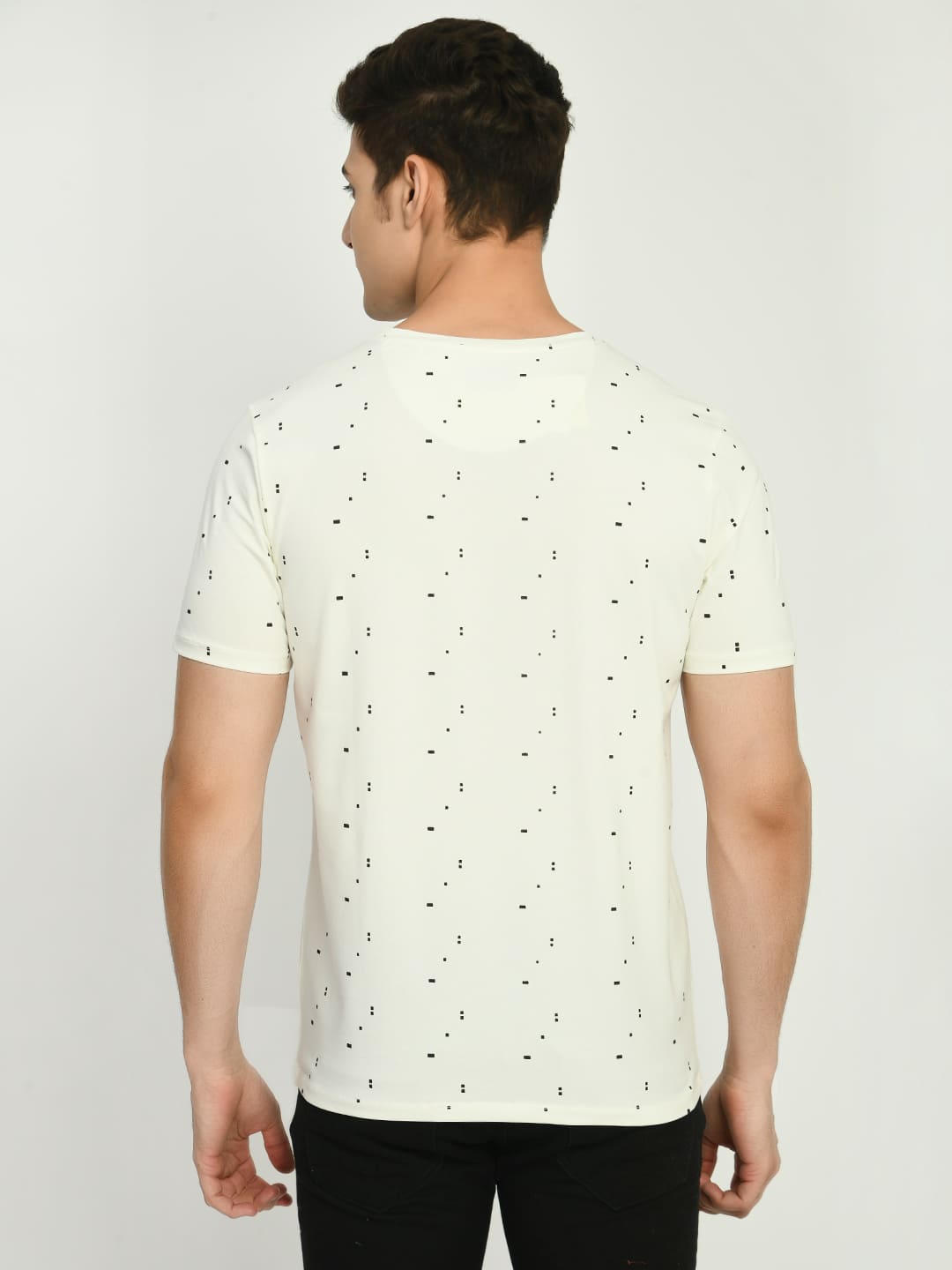 Men's White Printed Dot T-Shirt