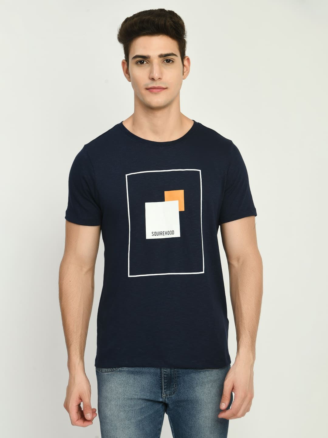 Navy Printed Knit T-Shirt