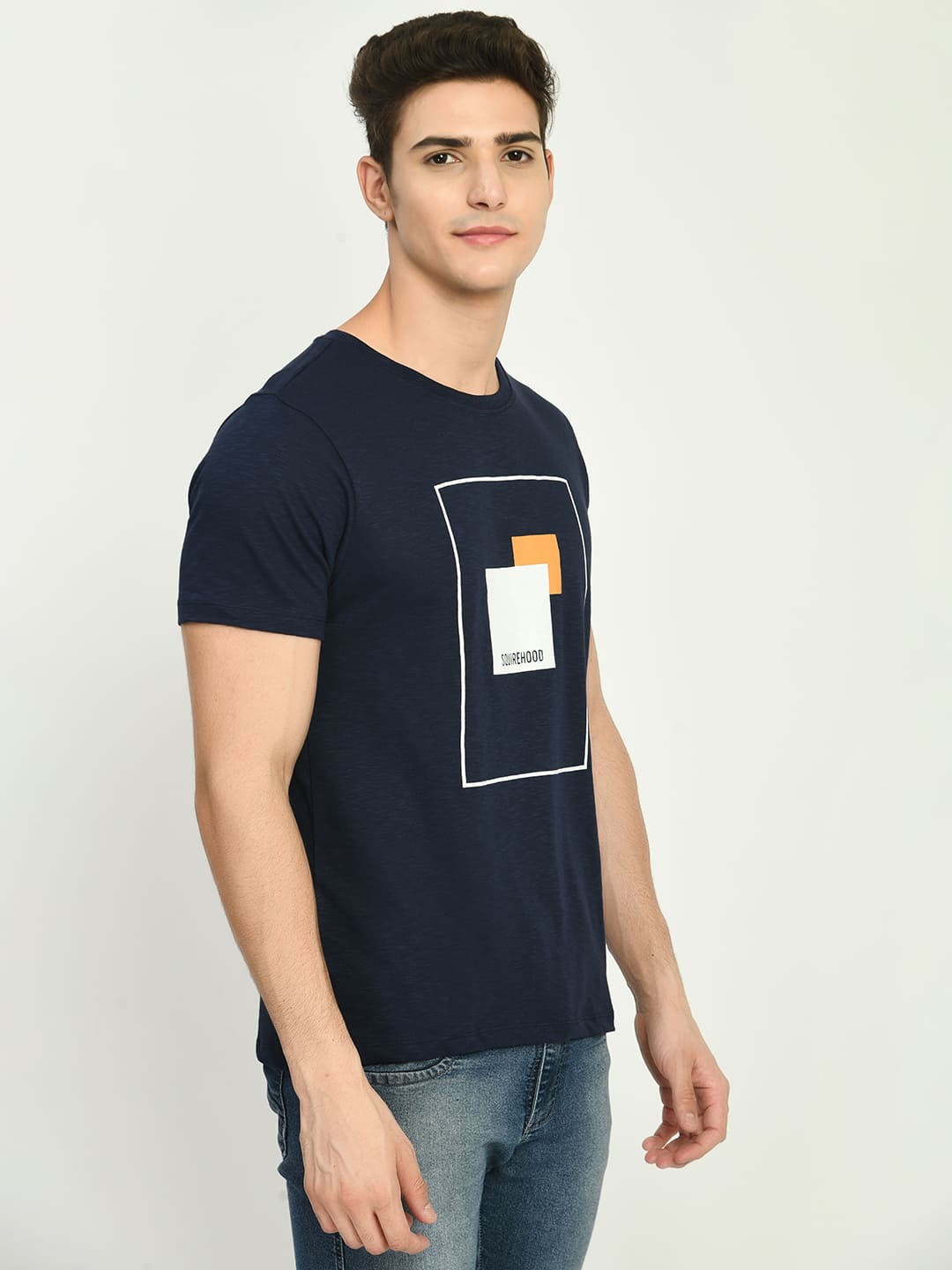 Navy Printed Knit T-Shirt