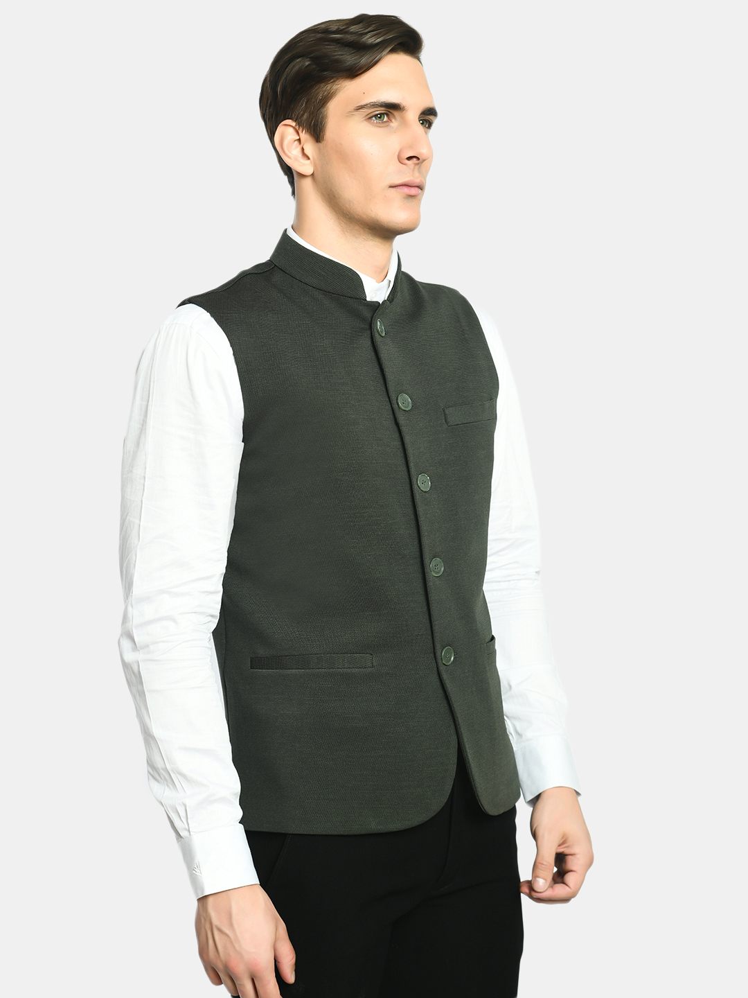 Solid Knit Men's Slim Fit Nehru Jacket