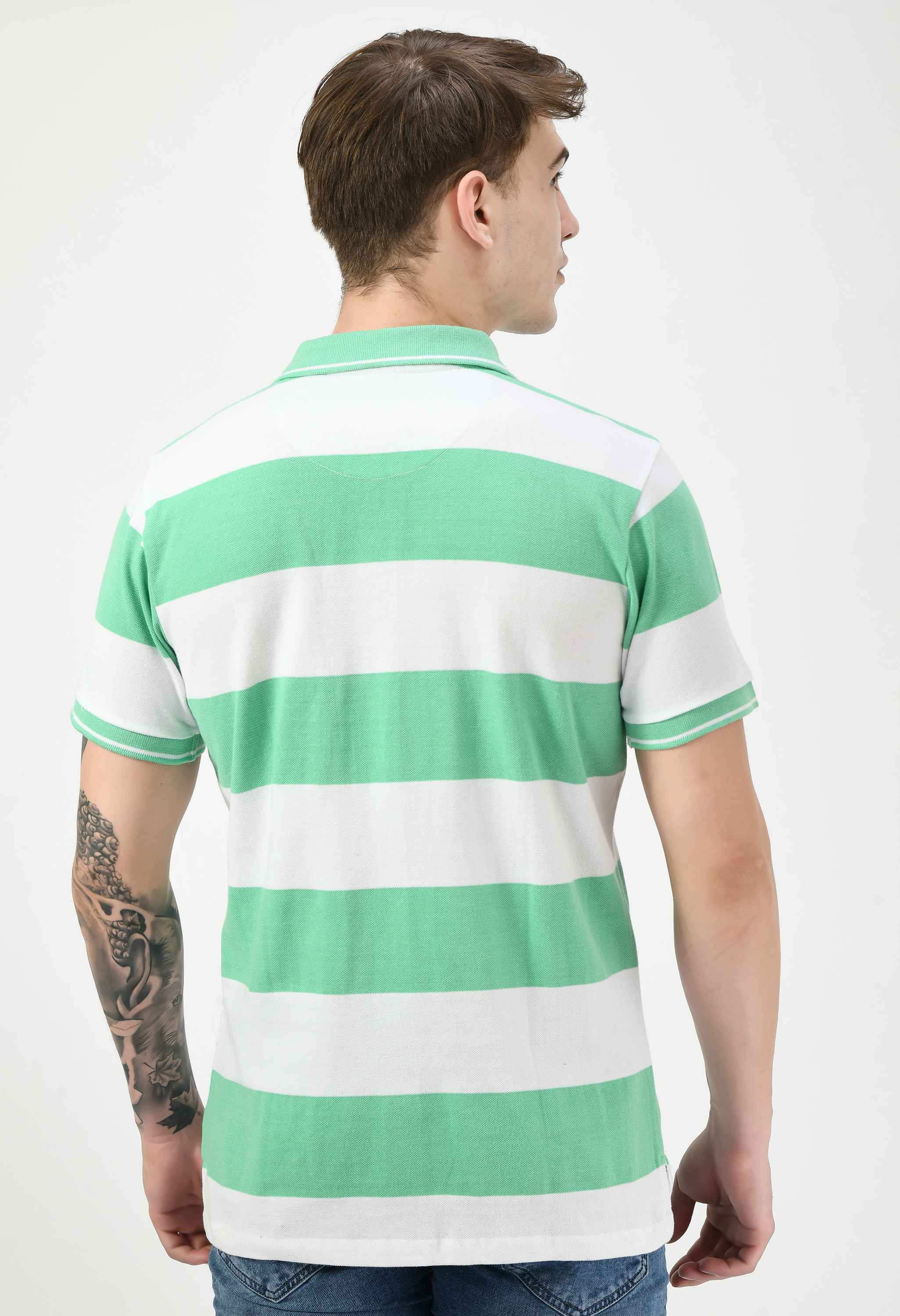 Men's Striped Regular Fit Polo Neck T-Shirt
