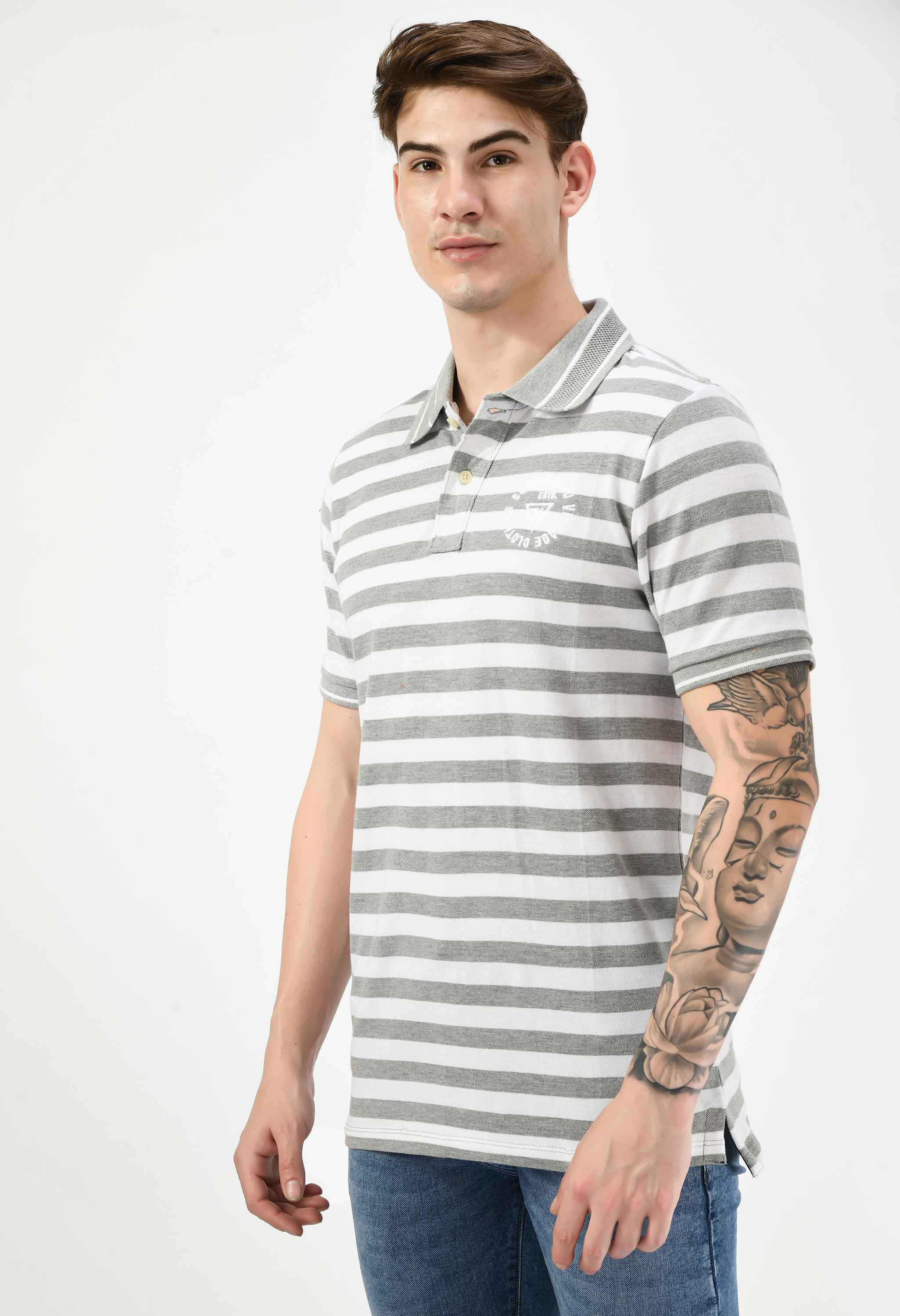 Men's Striped Regular Fit Polo T-Shirt