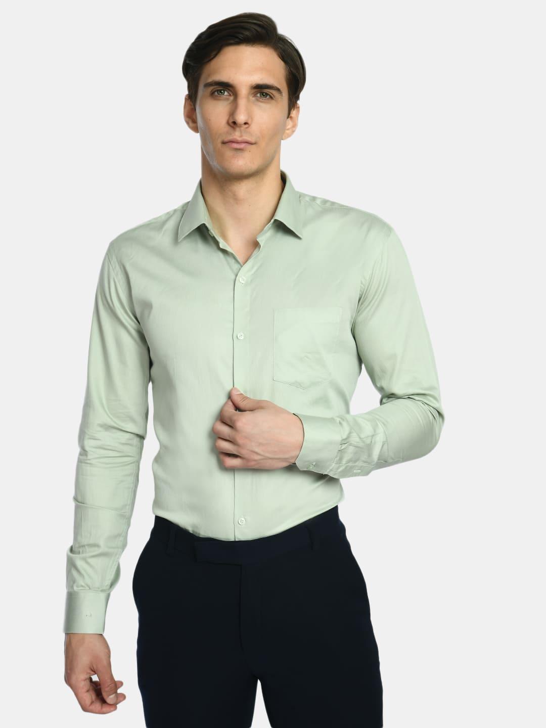 Solid Formal Shirt with Curved Hemline