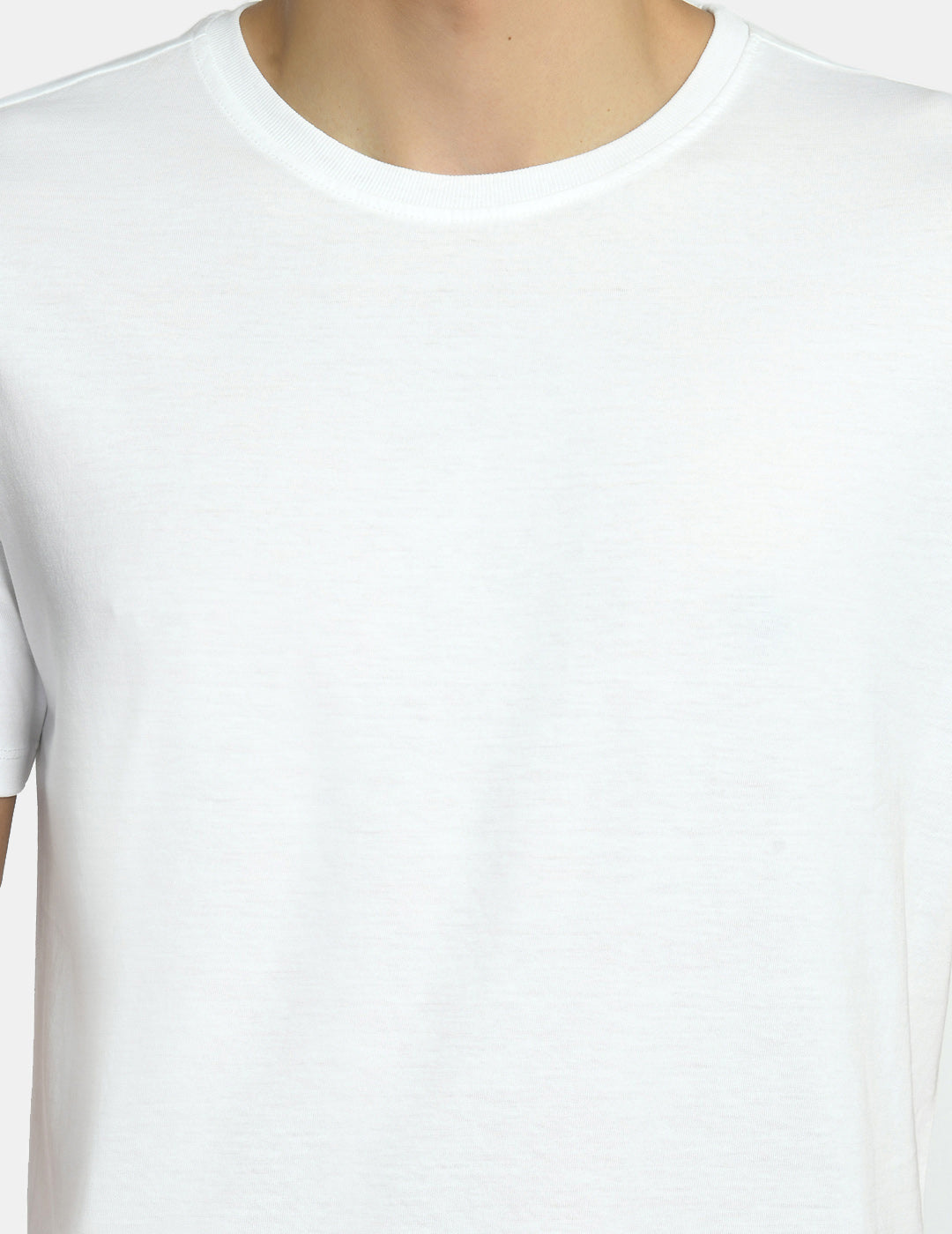 Men's Casual Pearl White Round Neck T-Shirt