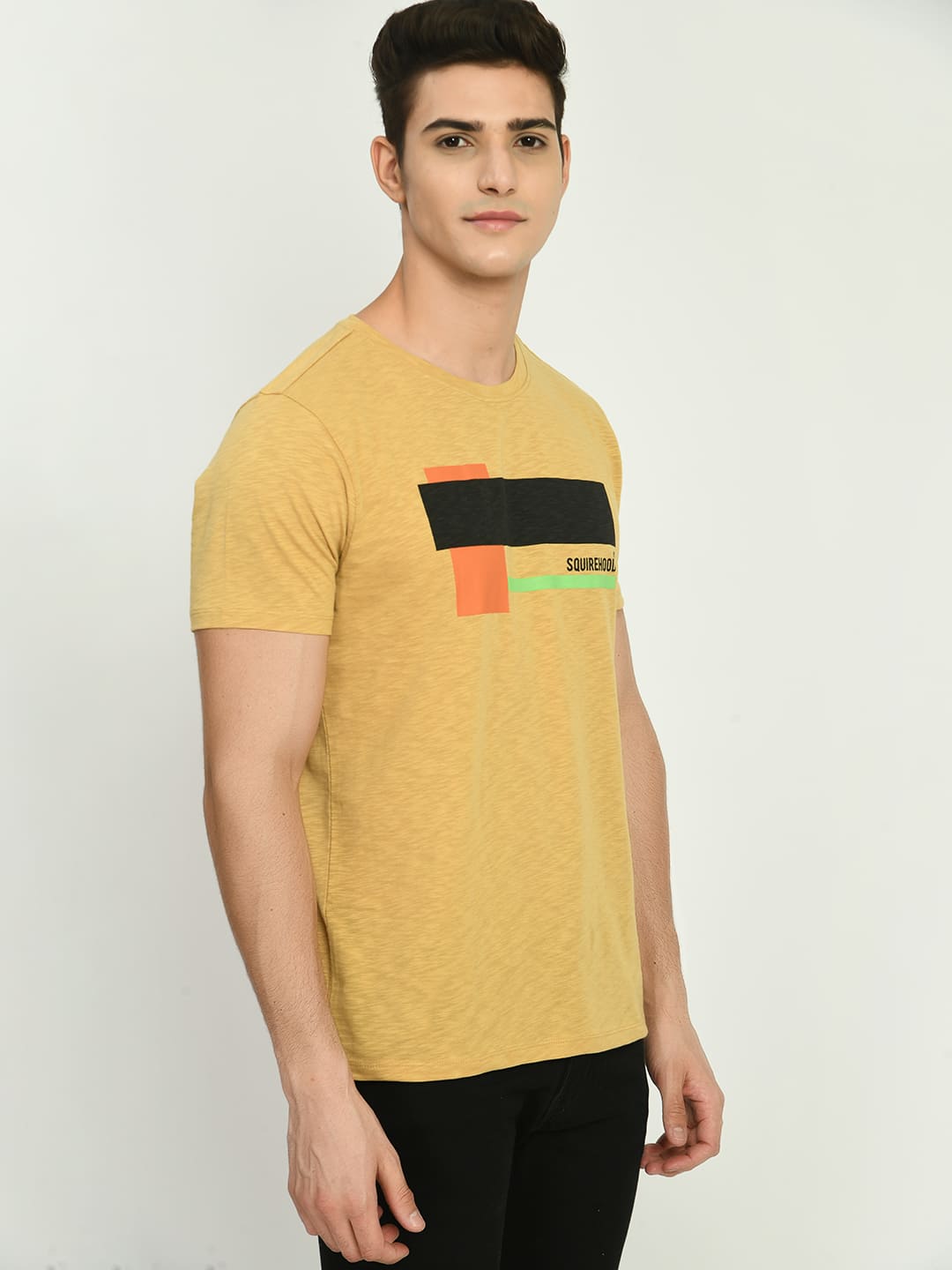 Yellow Graphic Printed Knit T-Shirt