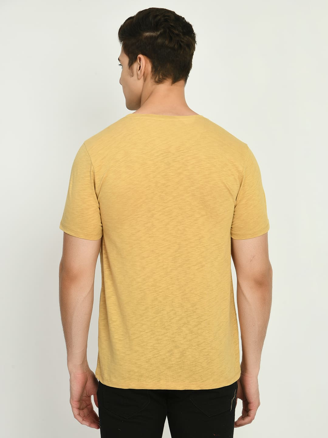 Yellow Graphic Printed Knit T-Shirt