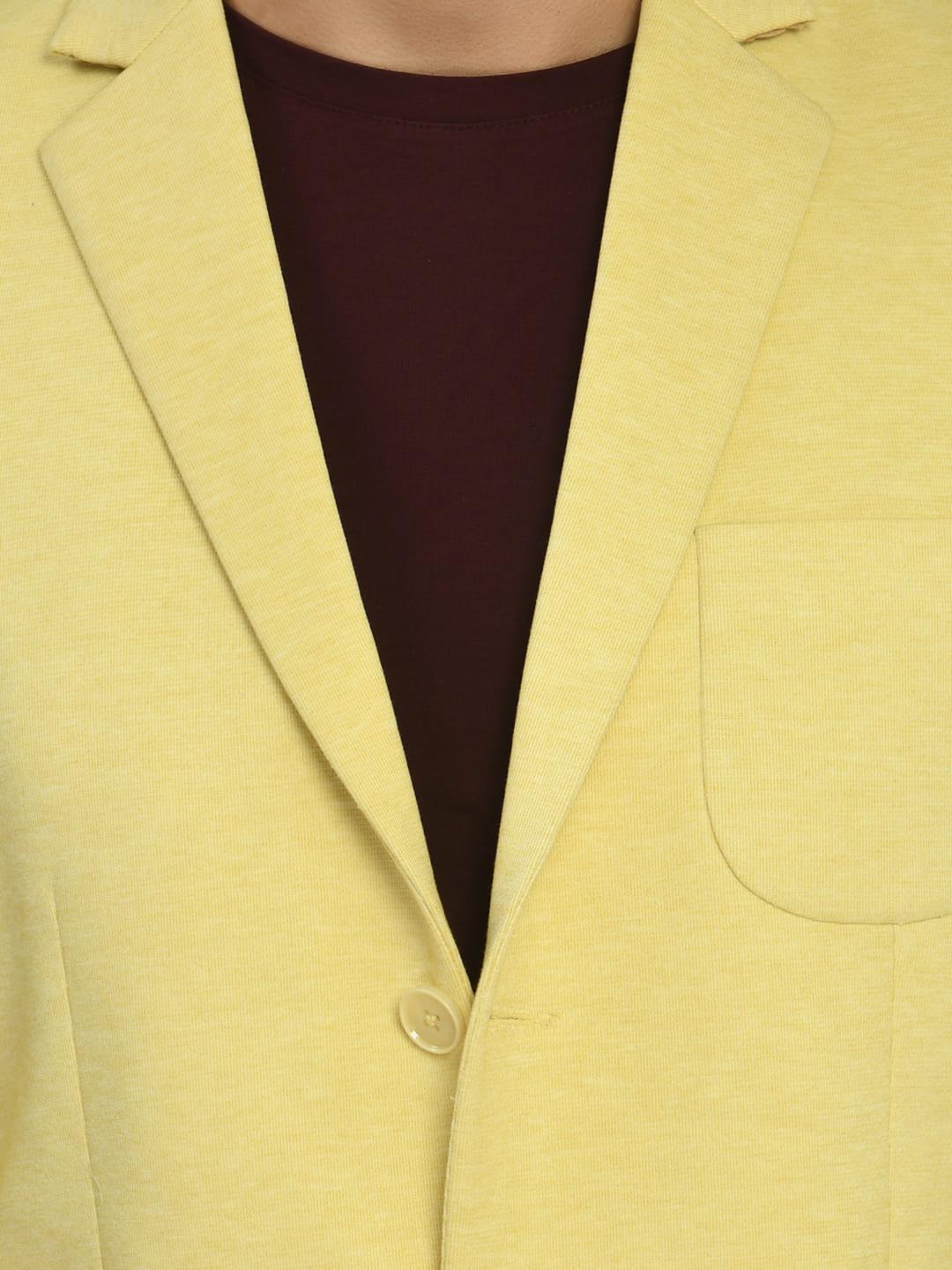 Yellow Slim Fit Knit Casual Blazer