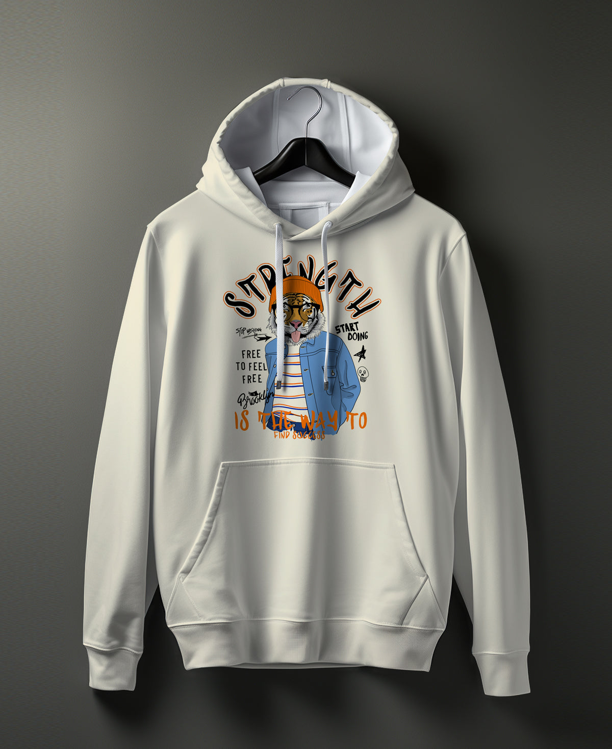 Strength Graphic Printed Cotton Hoodie - #0105 - SQUIREHOOD