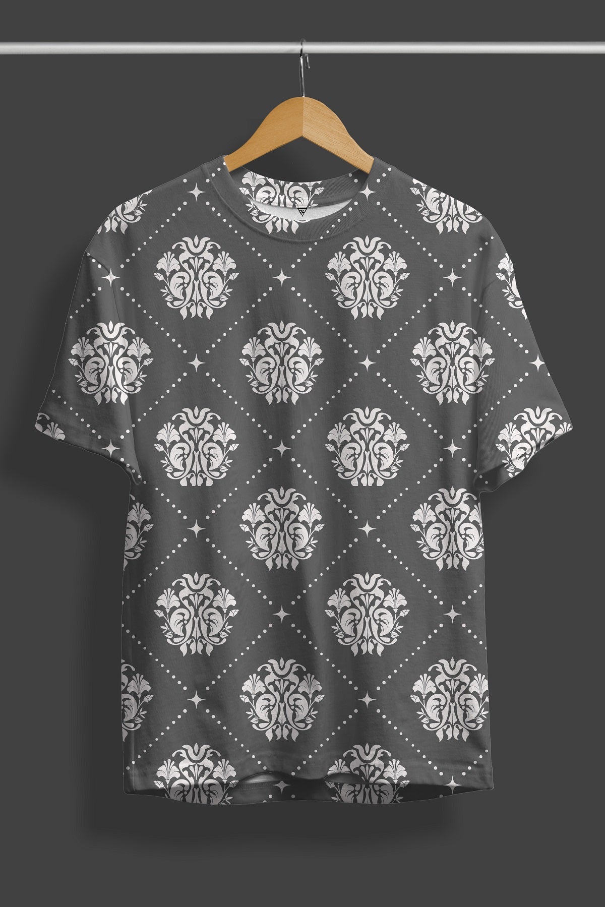 Classic Grey Full Print Streetwear T-Shirt