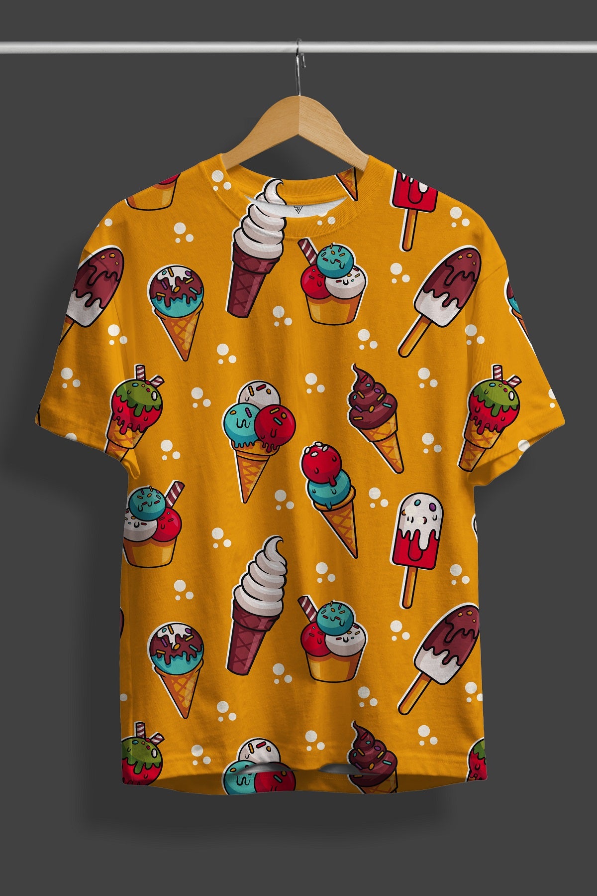 Cool Ice Cream All Over Print Round Neck T-Shirt