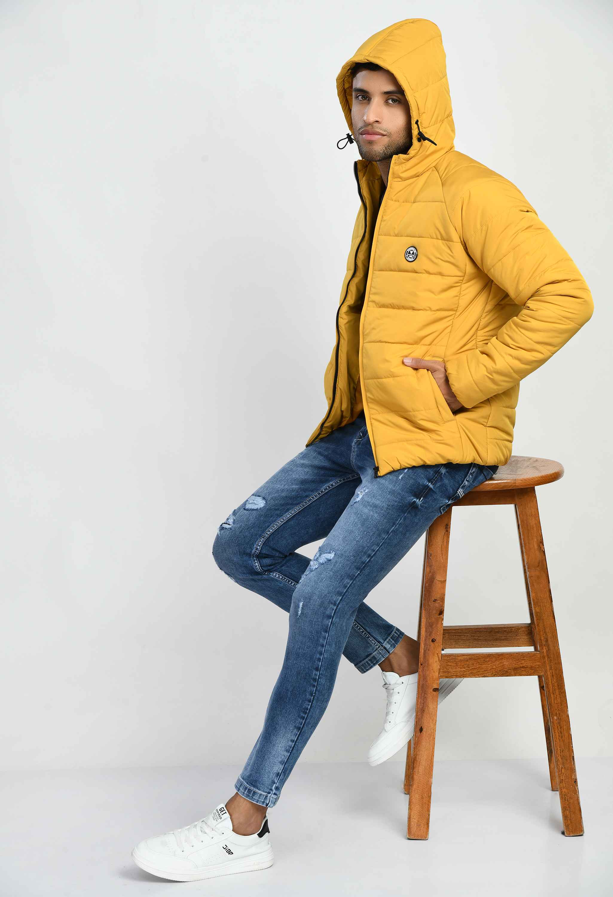 Mustard Hood Bomber Jacket - SQUIREHOOD