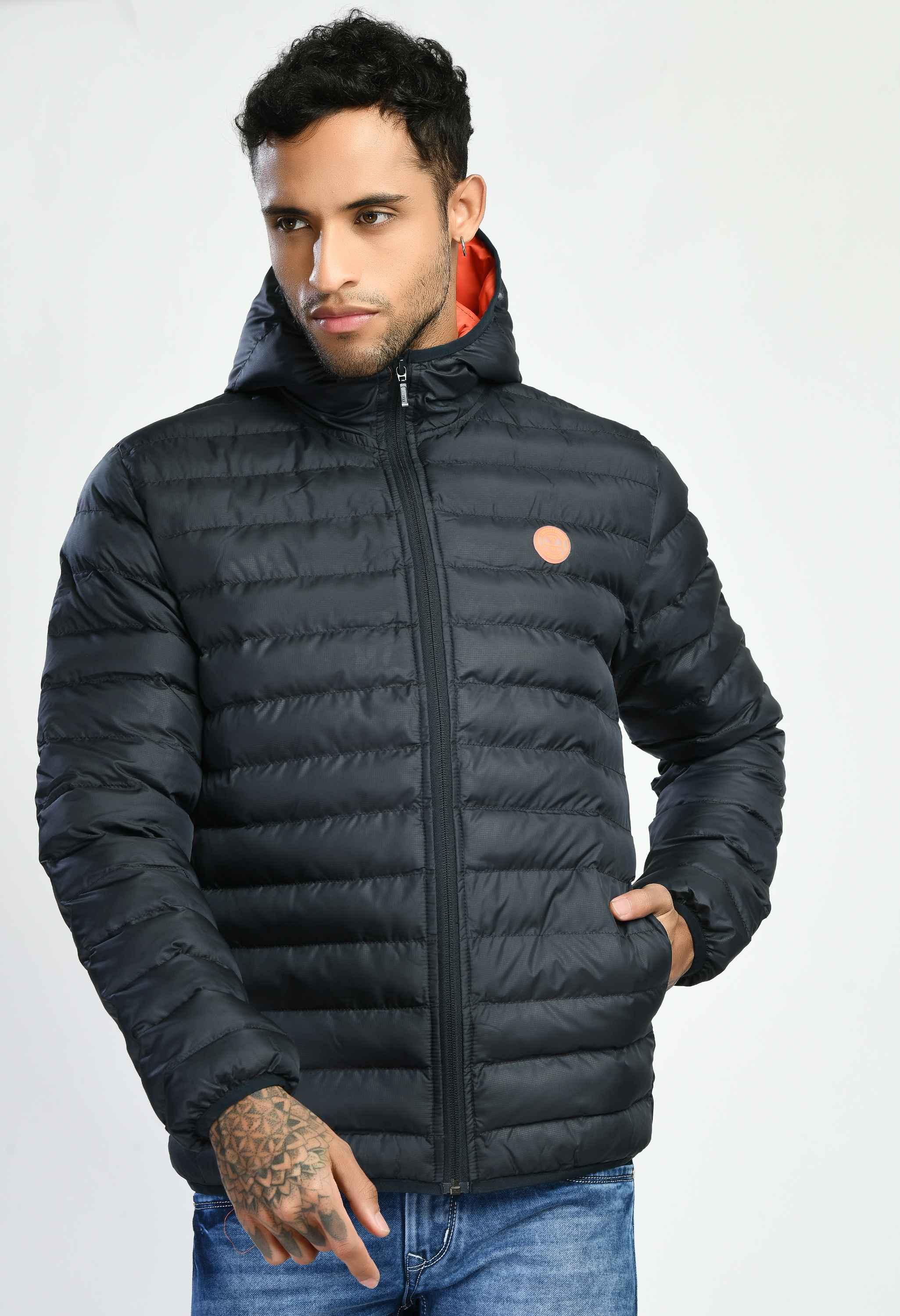 Navy Dobby Quilted Bomber Jacket - SQUIREHOOD