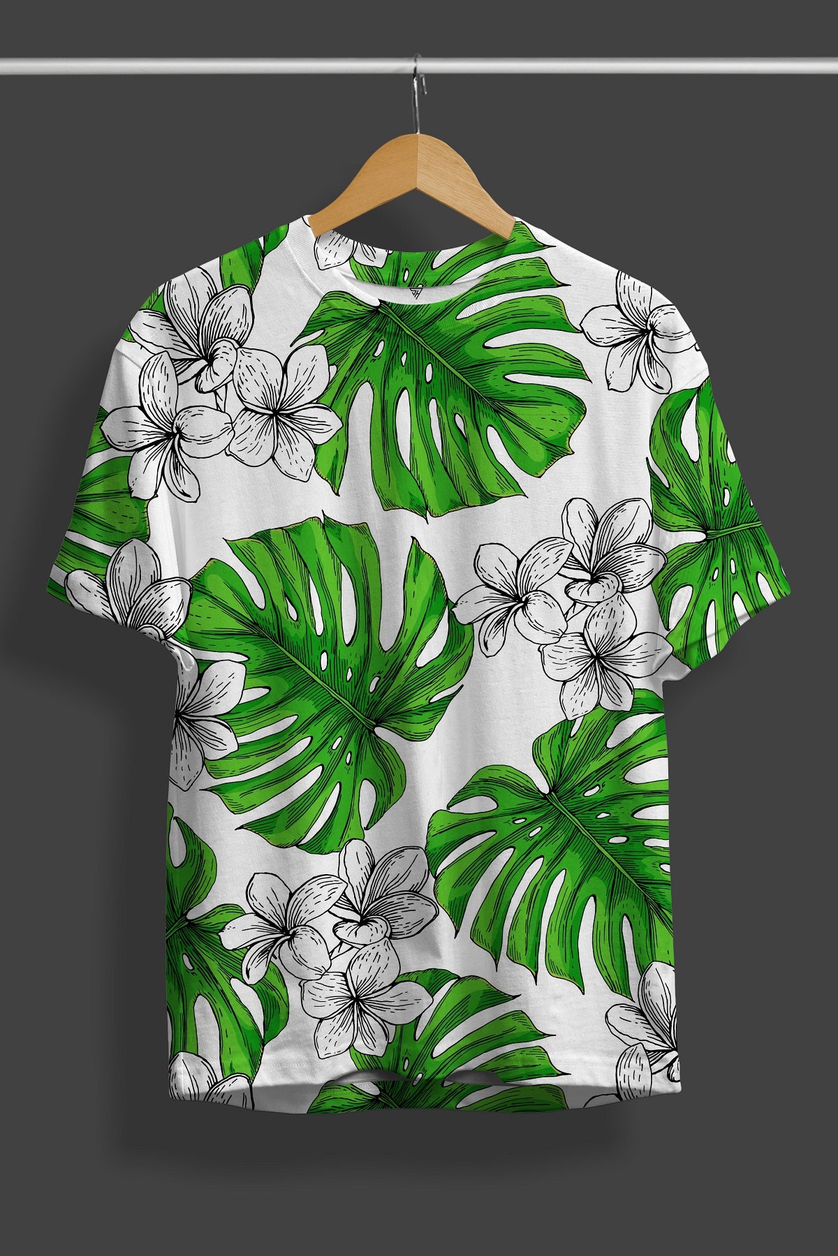Palm Leaf Round Neck Full Printed T-Shirt