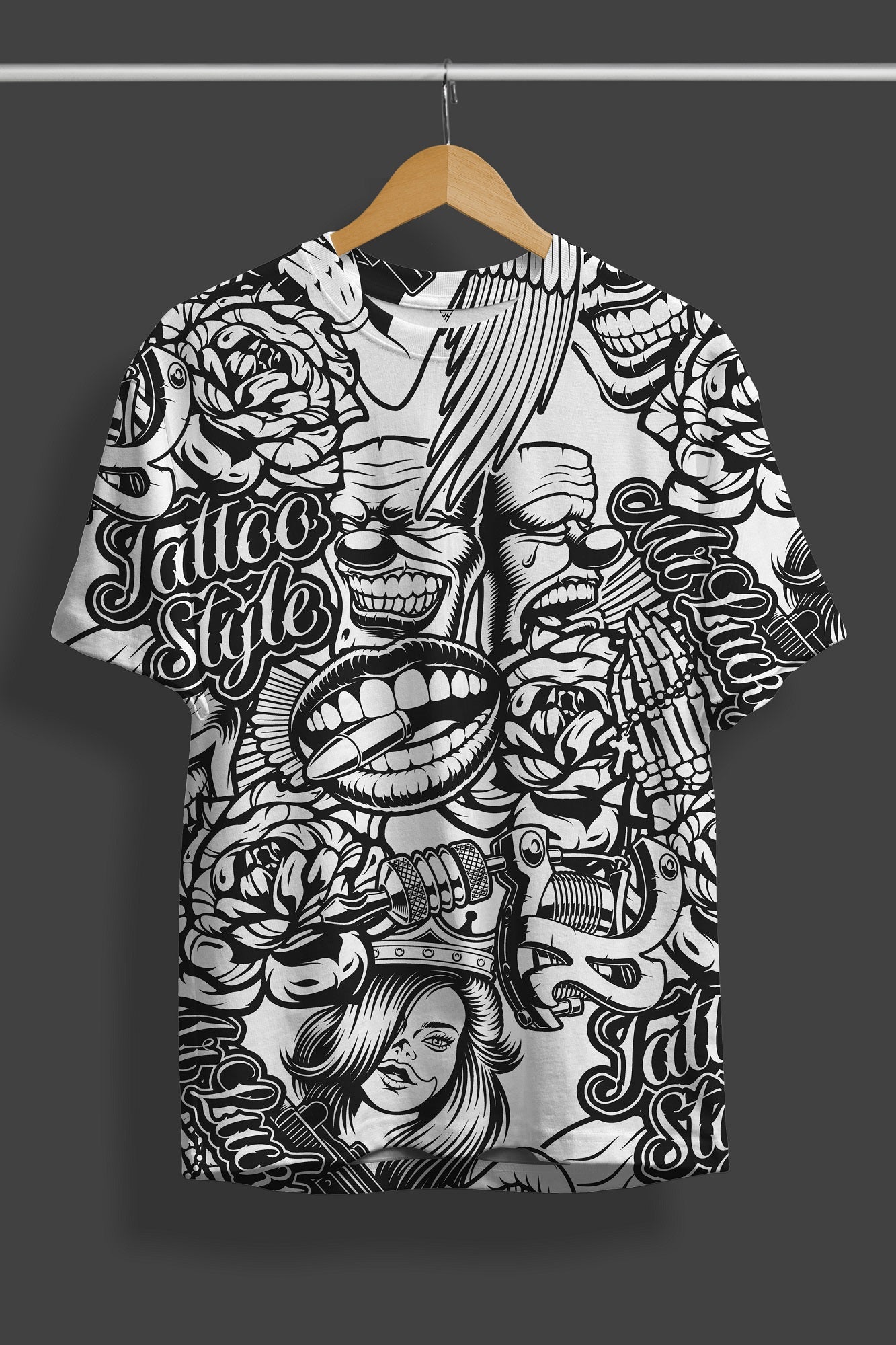 Tattoo Style All Over Print Design T-Shirt