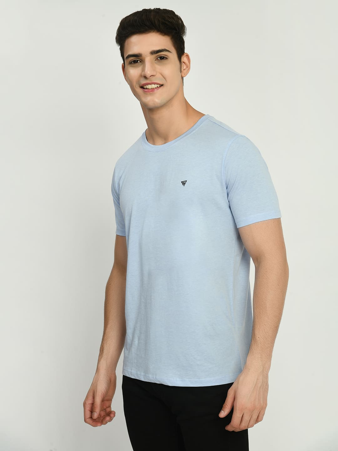 Men's Basic Sky Blue Round Neck T-Shirt